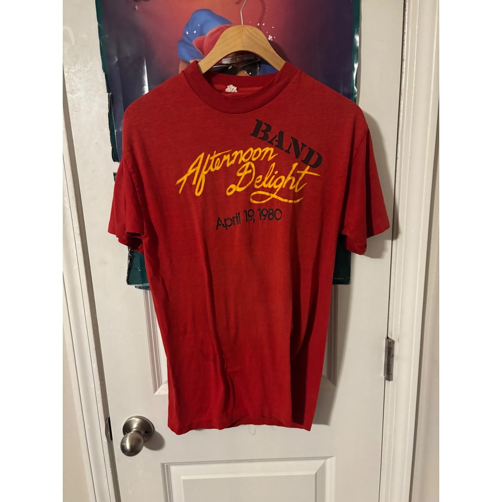Vintage 1980 Afternoon Delight Band T-Shirt Red Artex Single Stitch Large 80s